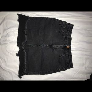 Black denim skirt